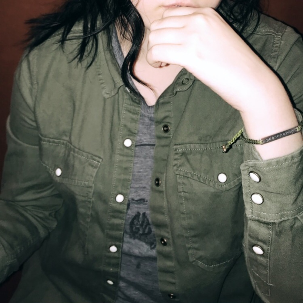 Army Green Button Up Jacket.
